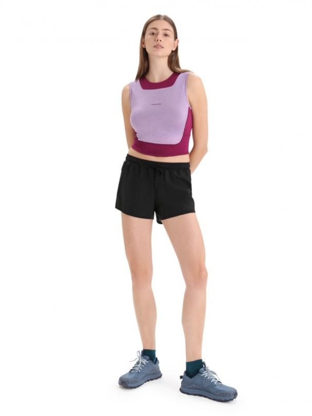 Icebreaker Womens Zoneknit™ Cropped Bra-Tank Purple Gaze/Go